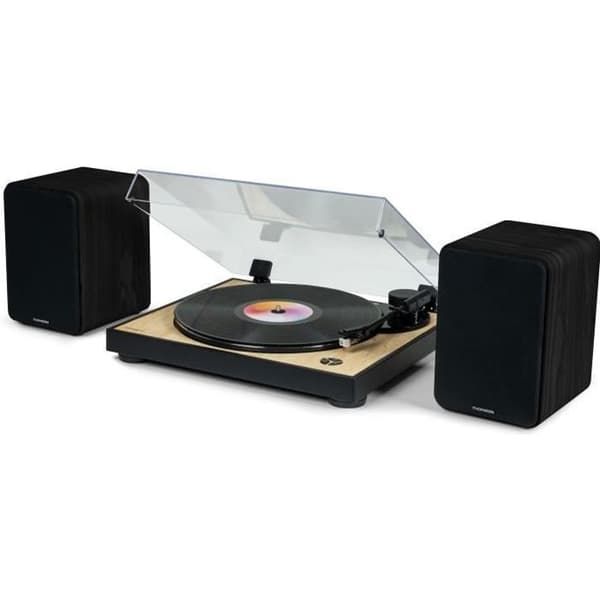 THOMSON WS600DUO - Set med 2 högtalare med trälåda - 100W - Bluetooth 5.0 - 2 RCA-utgångar - Svart
