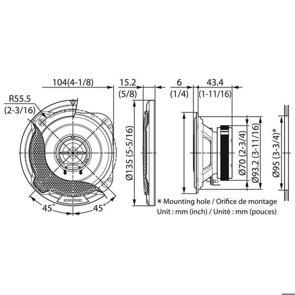 Inbyggnadshögtalare - Kenwood - KFC-PS1096 - 2-vägs - 220 W - Diskant 30 mm