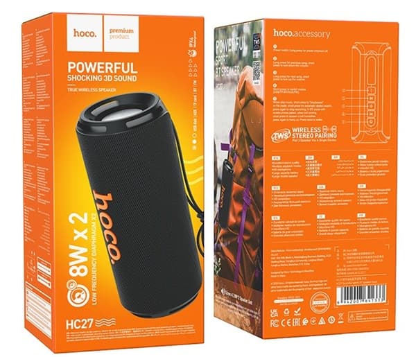 HOCO HC27 Soundful Bærbar Højttaler Bluetooth/ FM/ TF Kort/ USB Memory Stick/ AUX 2 x 8 W Sort