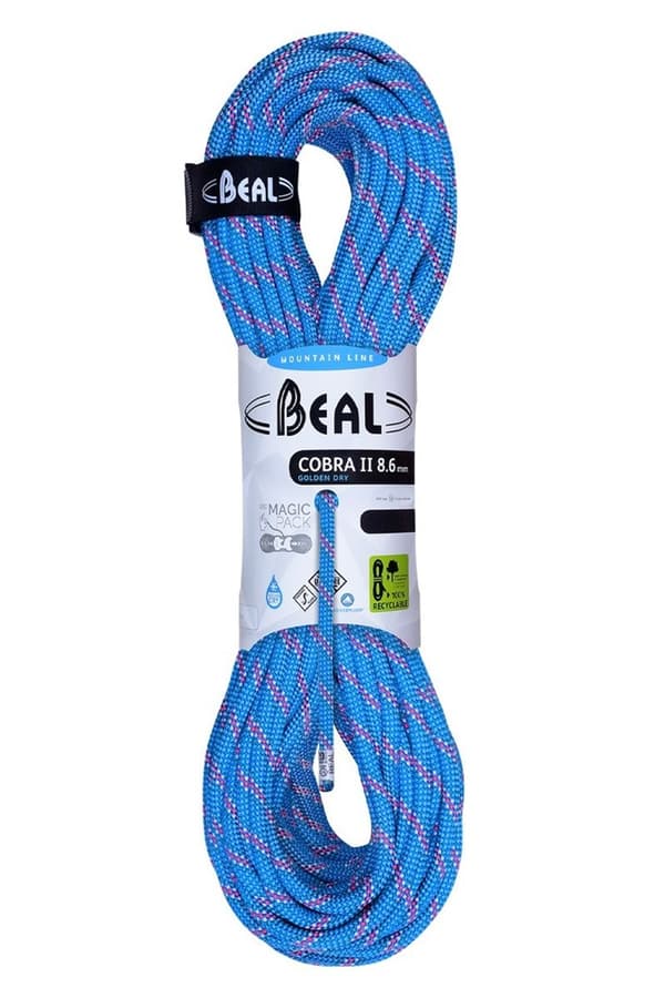 Klätterrep BEAL Cobra 8,6 mm 60 m gyllene torrblå
