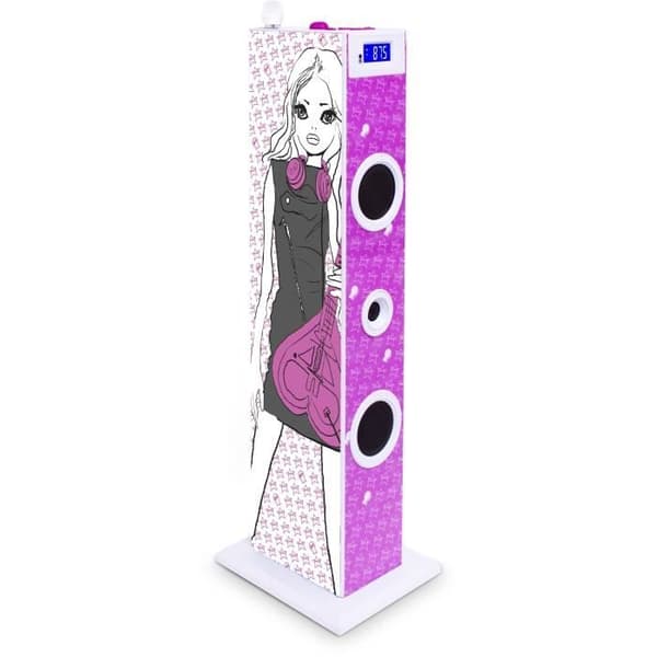 BIGBEN TW5ROCK Multimedia ljudtorn med mikrofon - 2 x 10W RMS - USB-port - Rosa och vit