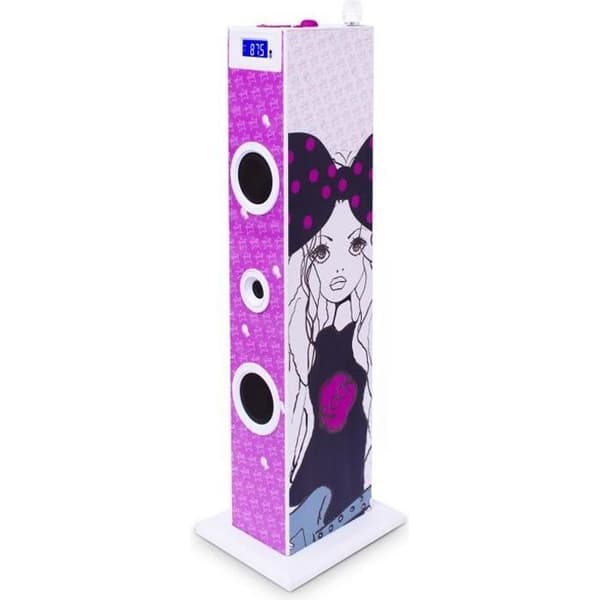 BIGBEN TW5ROCK Multimedia ljudtorn med mikrofon - 2 x 10W RMS - USB-port - Rosa och vit