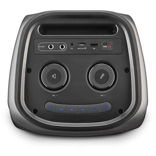 NGS WILD TEMPER: PORTABEL FESTHÖGTALARE 200 W, LED-LJUS, BLUETOOTH OCH TWS KOMPATIBILITET, USB/AUX INGÅNG, 5 TIMMARS BATTERI.