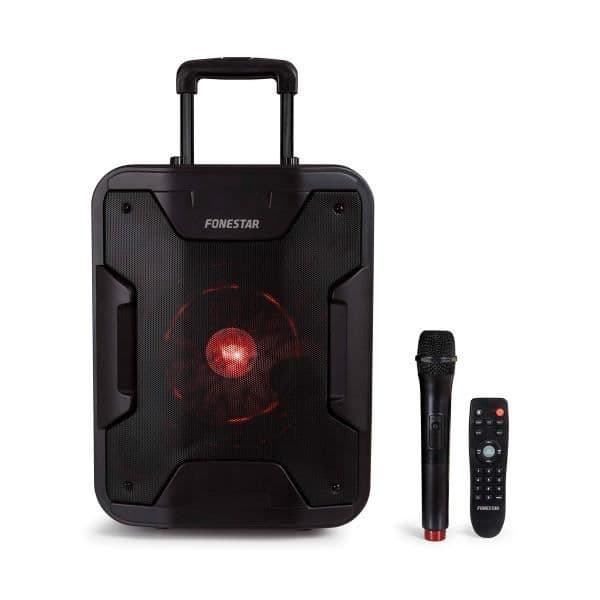 FONESTAR CALIFORNIA Bärbar högeffekts batteridriven högtalare i svart med USB/MP3-spelare och FM-radio,