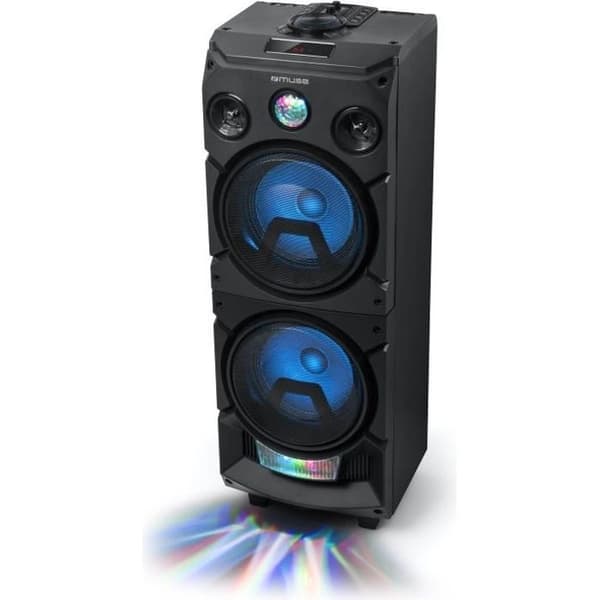 MUSE Party Box Bluetooth kolumnhögtalare med ljusshow och 2 mikrofoningångar - 400W
