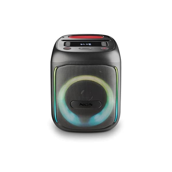 NGS Wild Swag Go: bärbar högtalare 80 W, batteri 10 h och LED-lampor - BT/TWS/USB/TF/AUX IN, mikrofoningång, DSP, svart.
