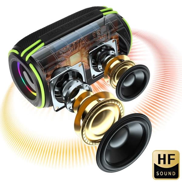 Bluetooth-högtalare, 8 timmars batteritid, LED-ljus, vattentålig IPX5, handtag wiwu, svart