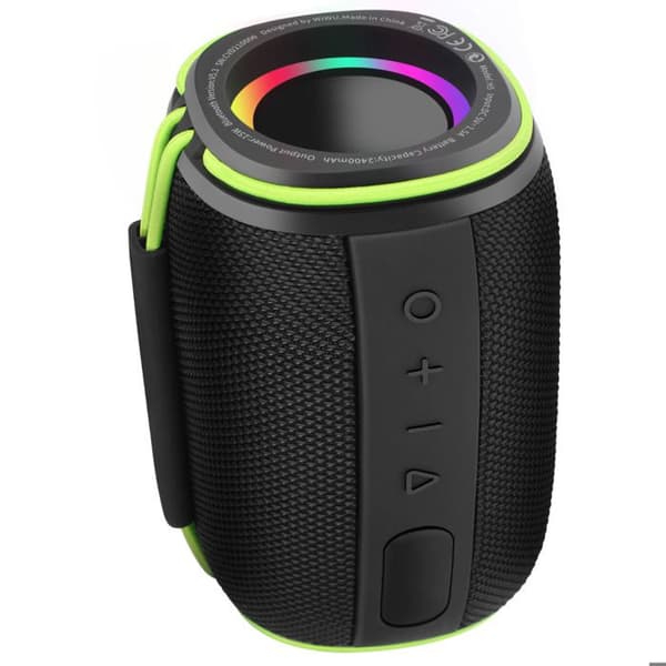 Bluetooth-högtalare, 8 timmars batteritid, LED-ljus, vattentålig IPX5, handtag wiwu, svart