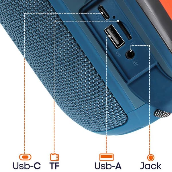Bluetooth-högtalare med flerfärgad LED Batteritid 4h Handtag wiwu Blå
