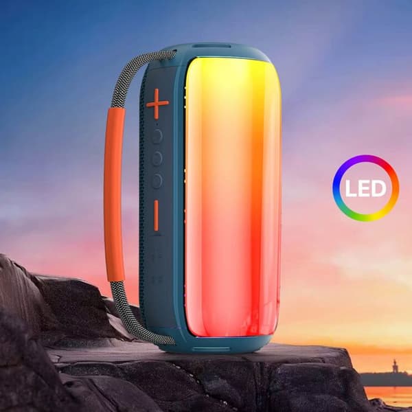 Bluetooth-högtalare med flerfärgad LED Batteritid 4h Handtag wiwu Blå