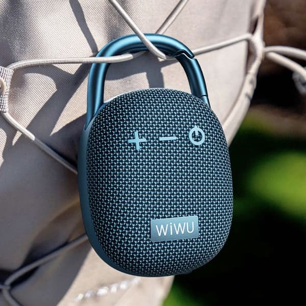 Mini Bluetooth-högtalare 6 timmars batteritid IPX5 vattentålig med karbinhake wiwu Blå