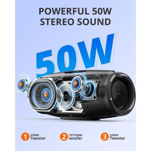 Bärbar Bluetooth-högtalare - TRONSMART - Mirtune S100 - 50W - IPX7 - 20h autonomi