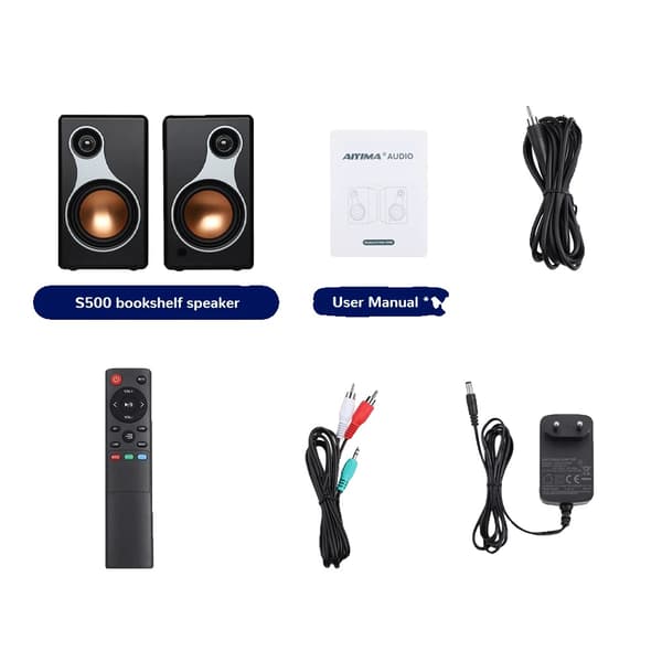 AIYIMA S500 Boghylde Højttalere, Bluetooth 5.0, 120W Maksimal Effekt,med EU-stik