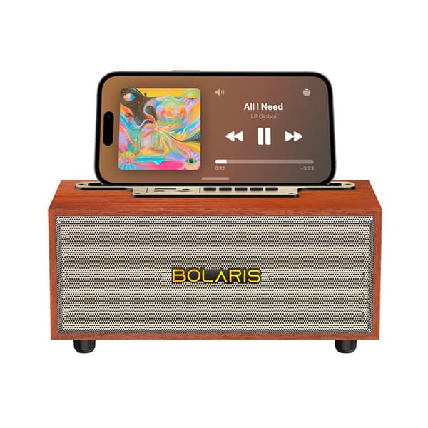 Trådlös Bluetooth 5.0-högtalare 8W Bronx med smartphone-station Retro Design Brun