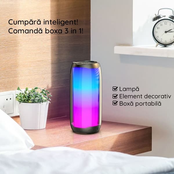Trådlös högtalare - Hoco - HC8 - LED-lampa - Bluetooth 5.0 - 10W - Vit