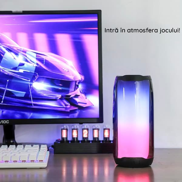 Trådlös högtalare - Hoco - HC8 - LED-lampa - Bluetooth 5.0 - 10W - Vit