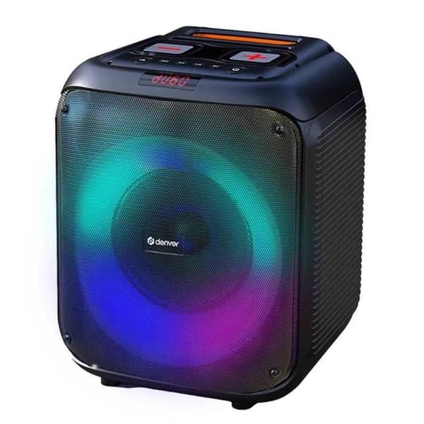 Bluetooth-högtalare - Denver - Kraftfull - Woofer 8 Tum - Bärbar - TWS-AUX-USB Svart