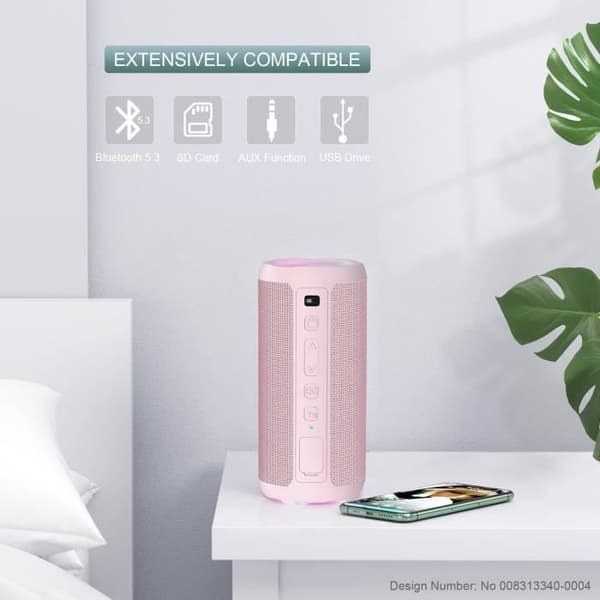 Bärbar Bluetooth-högtalare - ORTIZAN - Rosa - 24W - IPX7 - 30h batteritid