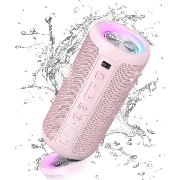 Bärbar Bluetooth-högtalare - ORTIZAN - Rosa - 24W - IPX7 - 30h batteritid