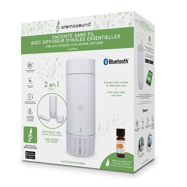 Trådlös högtalare med USB-diffusor Lantao Aromasound vit