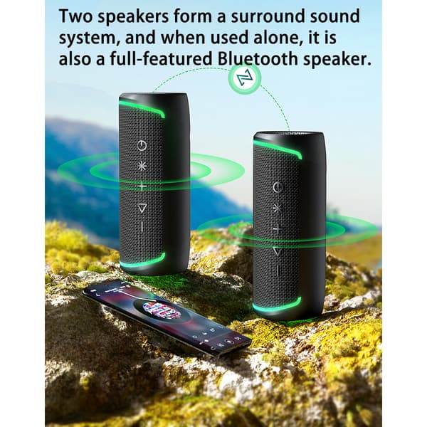 INF EBS-609 Svart Trådlös Bluetooth-högtalare med RGB-ljus
