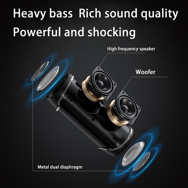 INF EBS-609 Svart Trådlös Bluetooth-högtalare med RGB-ljus