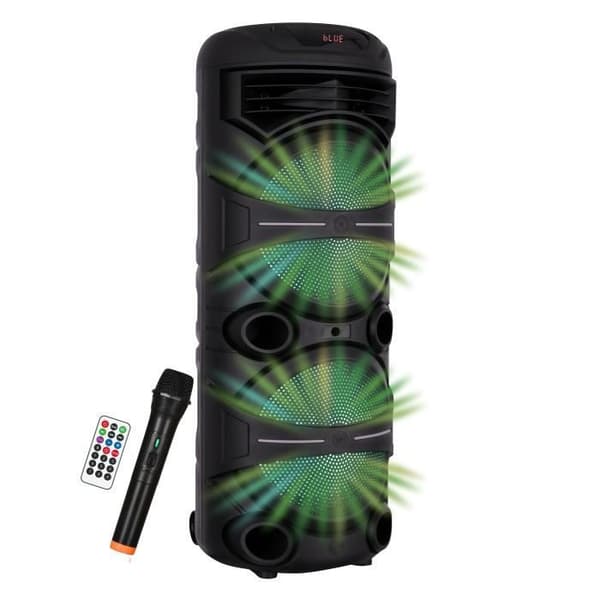 Karaokehögtalare - INOVALLEY - Lysande - 1000 Watt - Bluetooth V5.0 - Batteritid 2 till 3 timmar - Trådlös mikrofon ingår