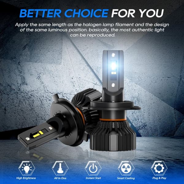 LED-bilampor, 50W, 8000lm, H7