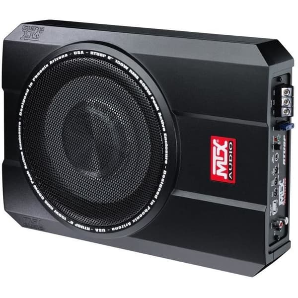 MTX RTU8P Extra platt bilförstärkt subwoofer 20cm 150W RMS aluminiumchassi EBC fjärrkontroll
