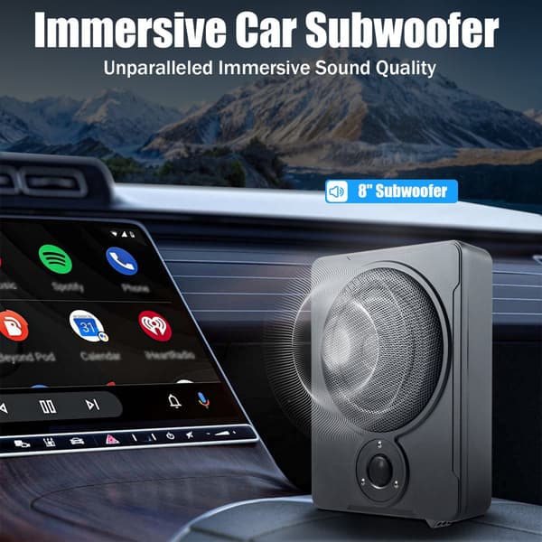 Under-sæde Subwoofer, 200W Faktisk Effekt, 30-100Hz Frekvensrespons, 8" Højttaler Diameter,8"