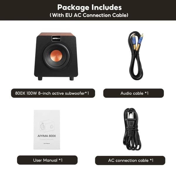 Aktiivinen subwoofer, 100W-150W teho, 8-tuumainen syvä basso,EU-pistokkeella