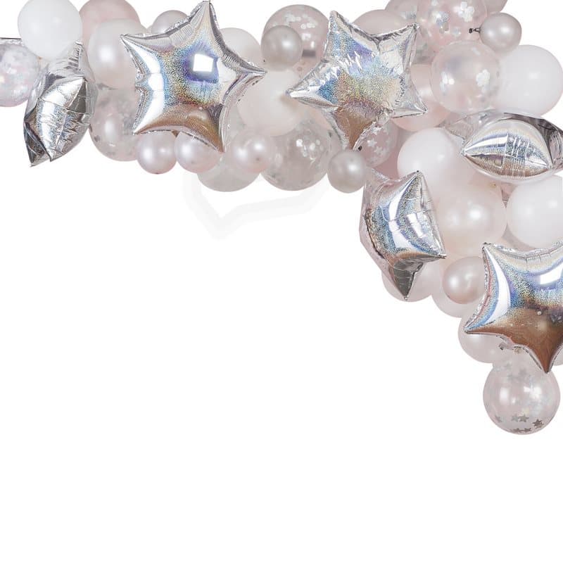 Ballonggirlang holografisk silver stjärnor