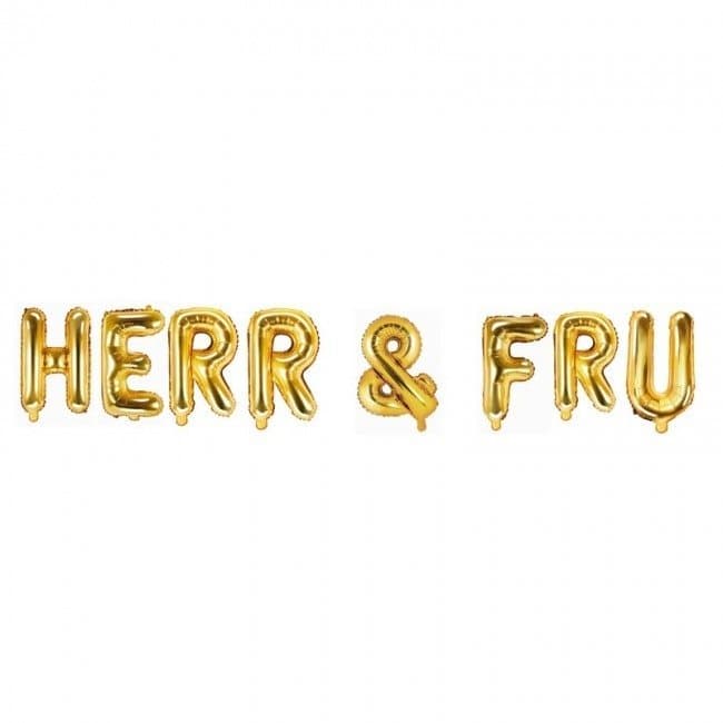 Ballonggirlang "HERR & FRU" guld