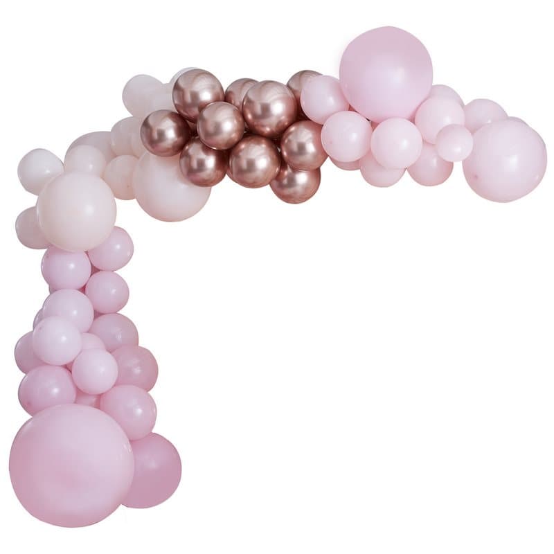 Ballonggirlang av 200 ballonger i Rosa & Roséguld