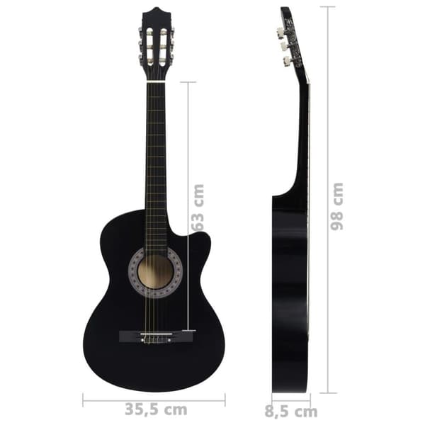 vidaXL klassisk western cutaway-guitar med 6 strenge 38" sort