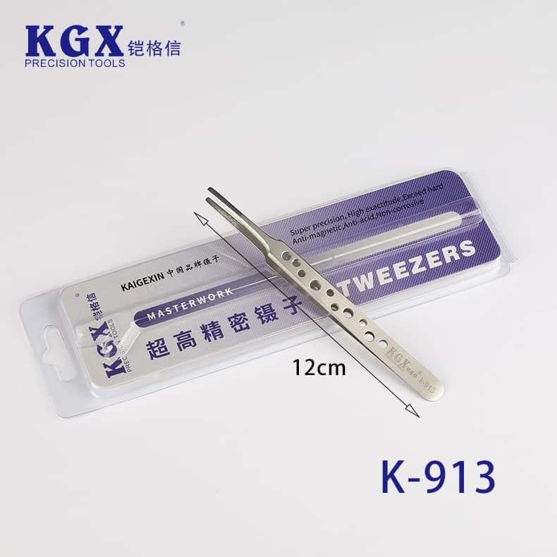 KGX K-913 Extrahärdad Platt Spets Pincett Med Brett Handtag Rostfritt Stål