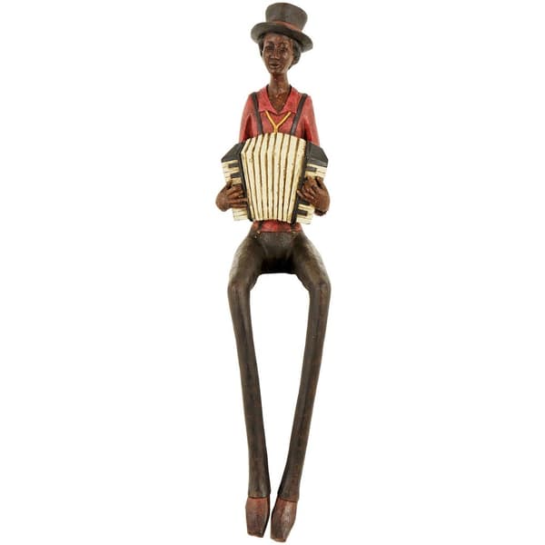 Hill Interiors Sitting Jazz Band Accordionist Brown/Red One Size