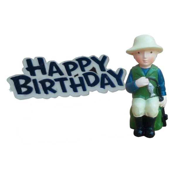 Creative Fisherman Design Birthday Party Cake Topper Green/Blue/Cream One Size