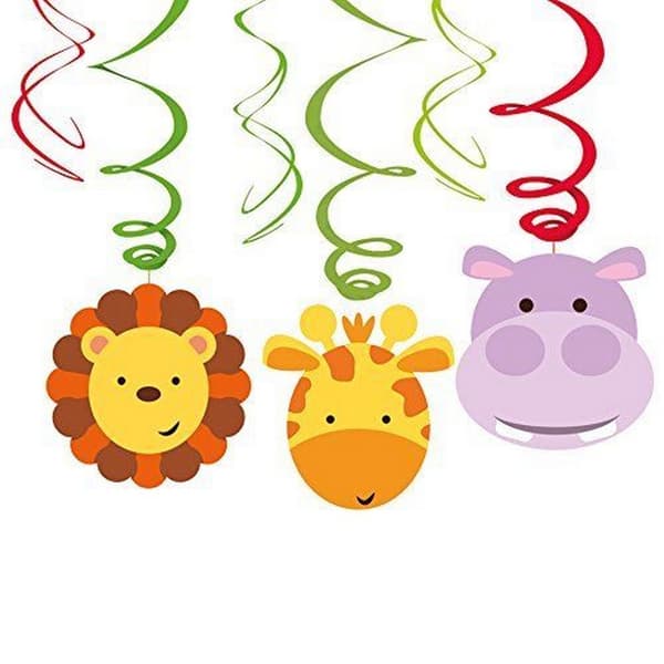 Amscan Jungle Friends Animals Swirls Hanging Decoration Multicoloured One Pack