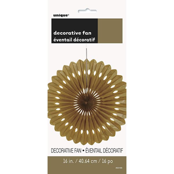 Unique Party Decorative Paper Fan Gold One Size