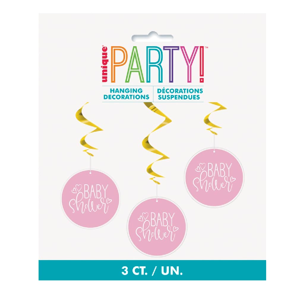 Unique Party Baby shower hängande virvlar dekorationer (paket med 3)
