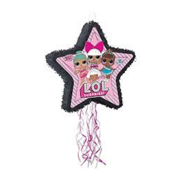 Unique Party LOL Överraskning Dra Pinata Pink/Black One Size