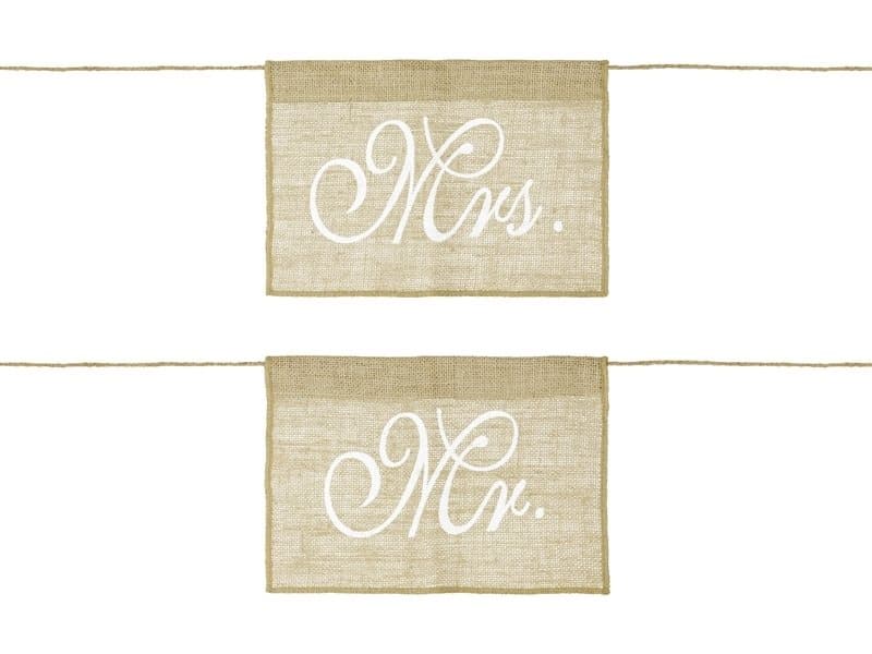 Stolsdekoration rustik Mr & Mrs