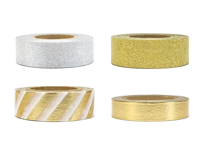 Washi tejp guld/silver mönster, 4 st.