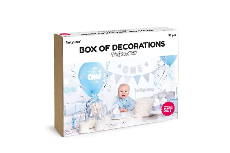 Partybox blå/silver 1år