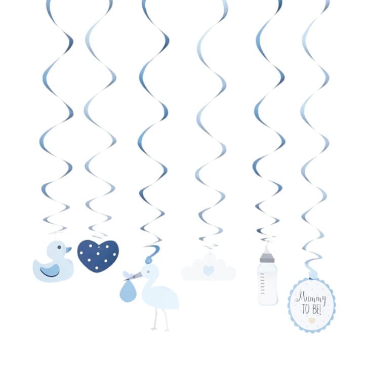 Dekoration babyshower blå, 6-pack