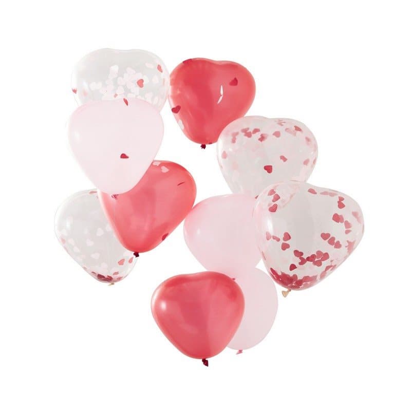 Ballongbukett Hjärtformade ballonger, 10-pack'