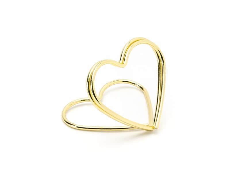 Korthållare hjärta Guld, 10-pack