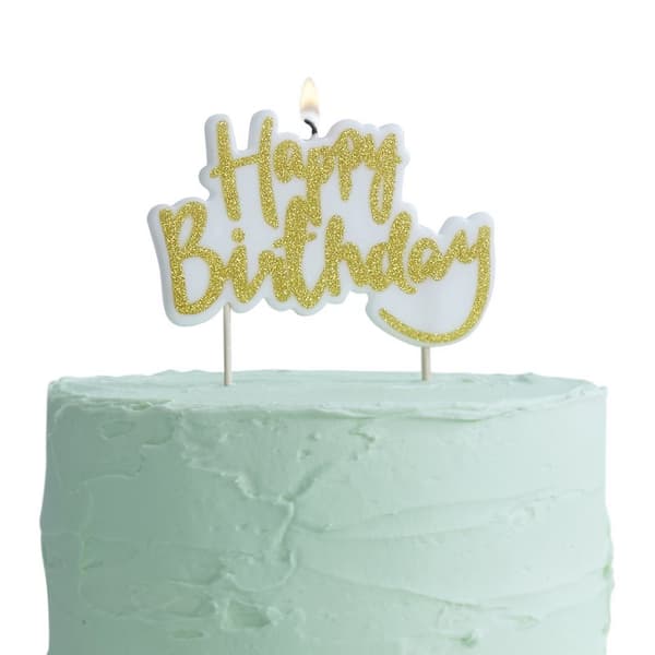 Tårtljus "Happy Birthday" Guld