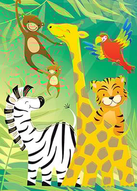 Spelande kort - zoo